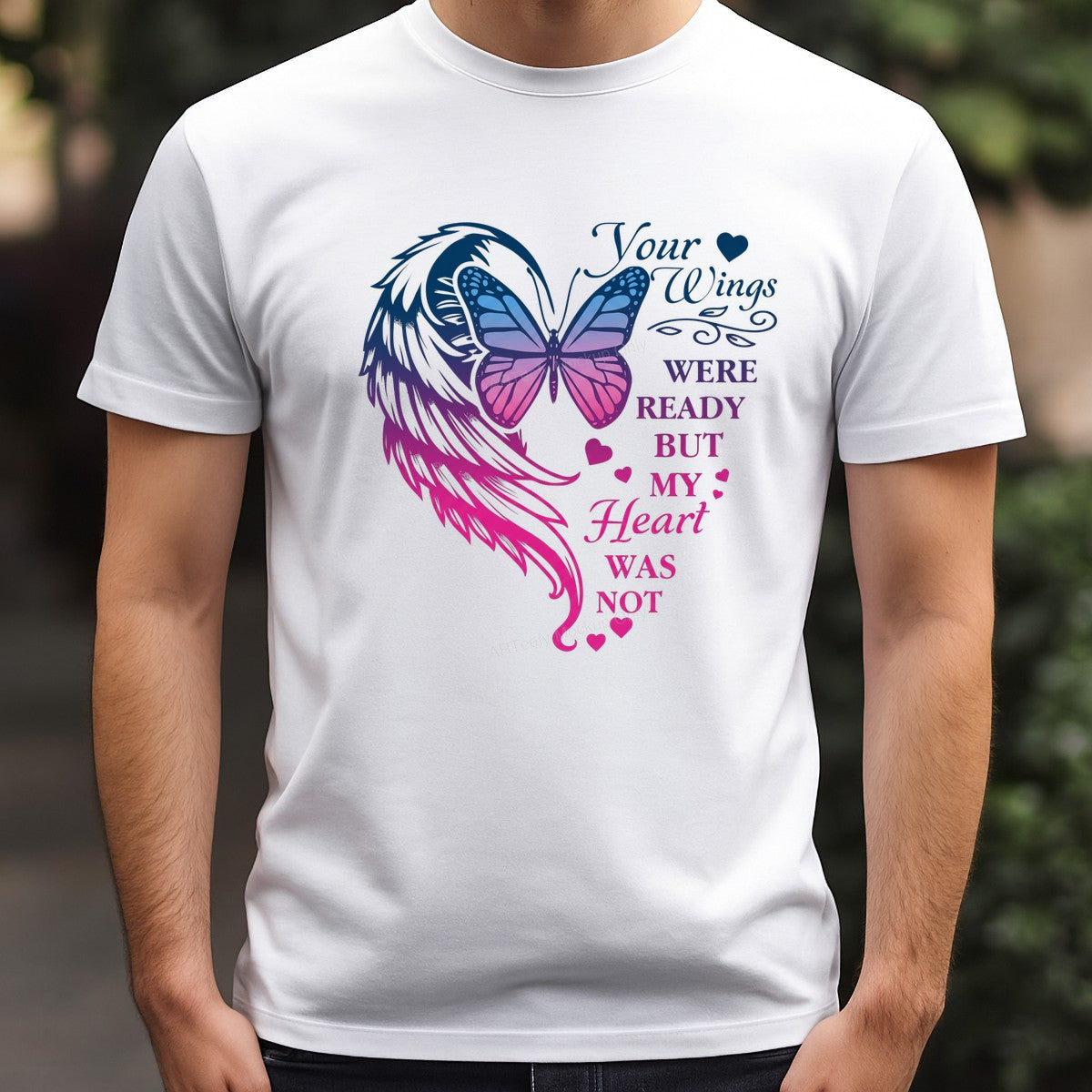 DTF Transfer Your Wings Were Ready Memorial Butterfly and Angel Wing Heart Graphic for T Shirts Hoodies and Tote Bags - 3