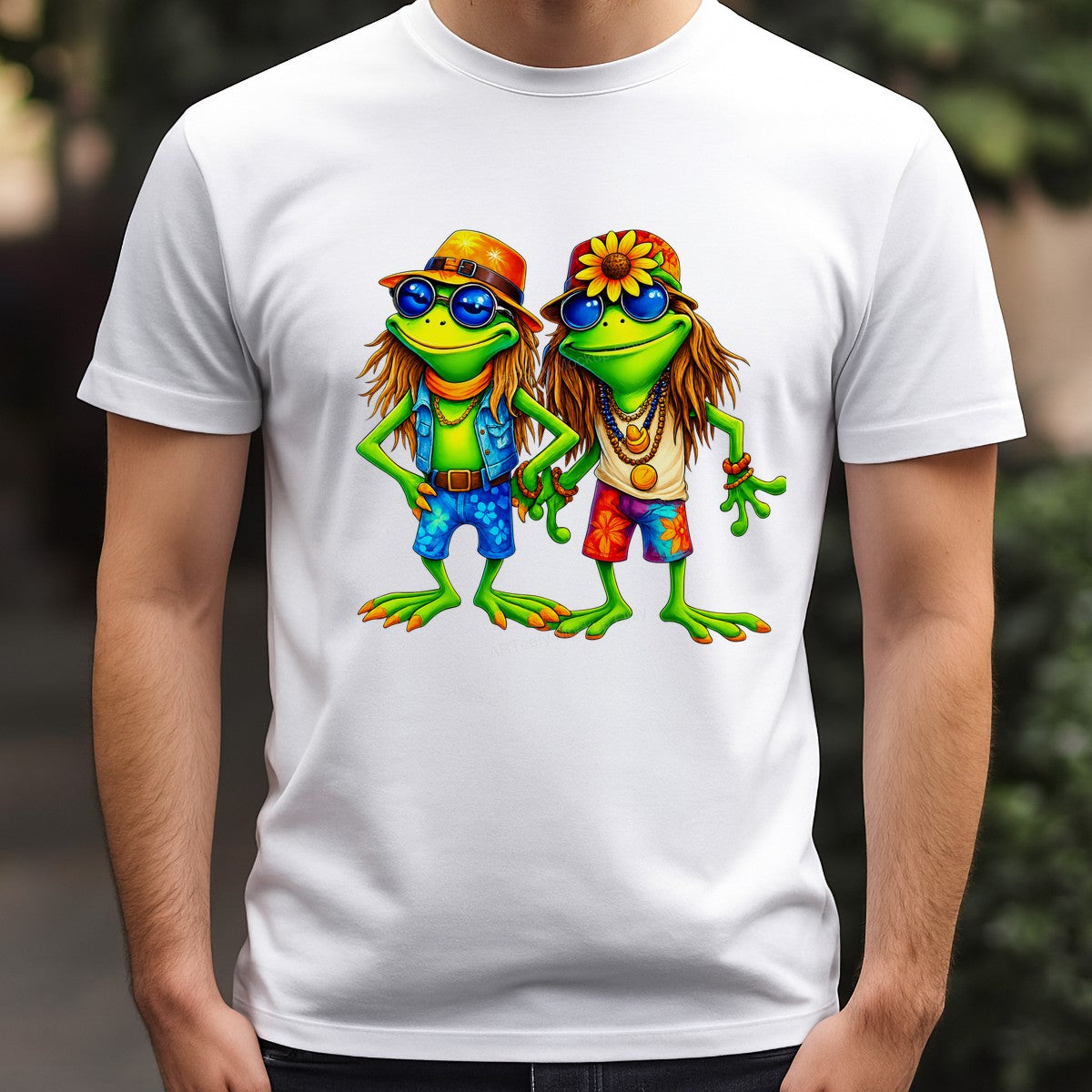 DTF Transfer Hippie Frogs with Sunglasses Tropical Graphic for T Shirts Hoodies and Summer Beachwear - 3