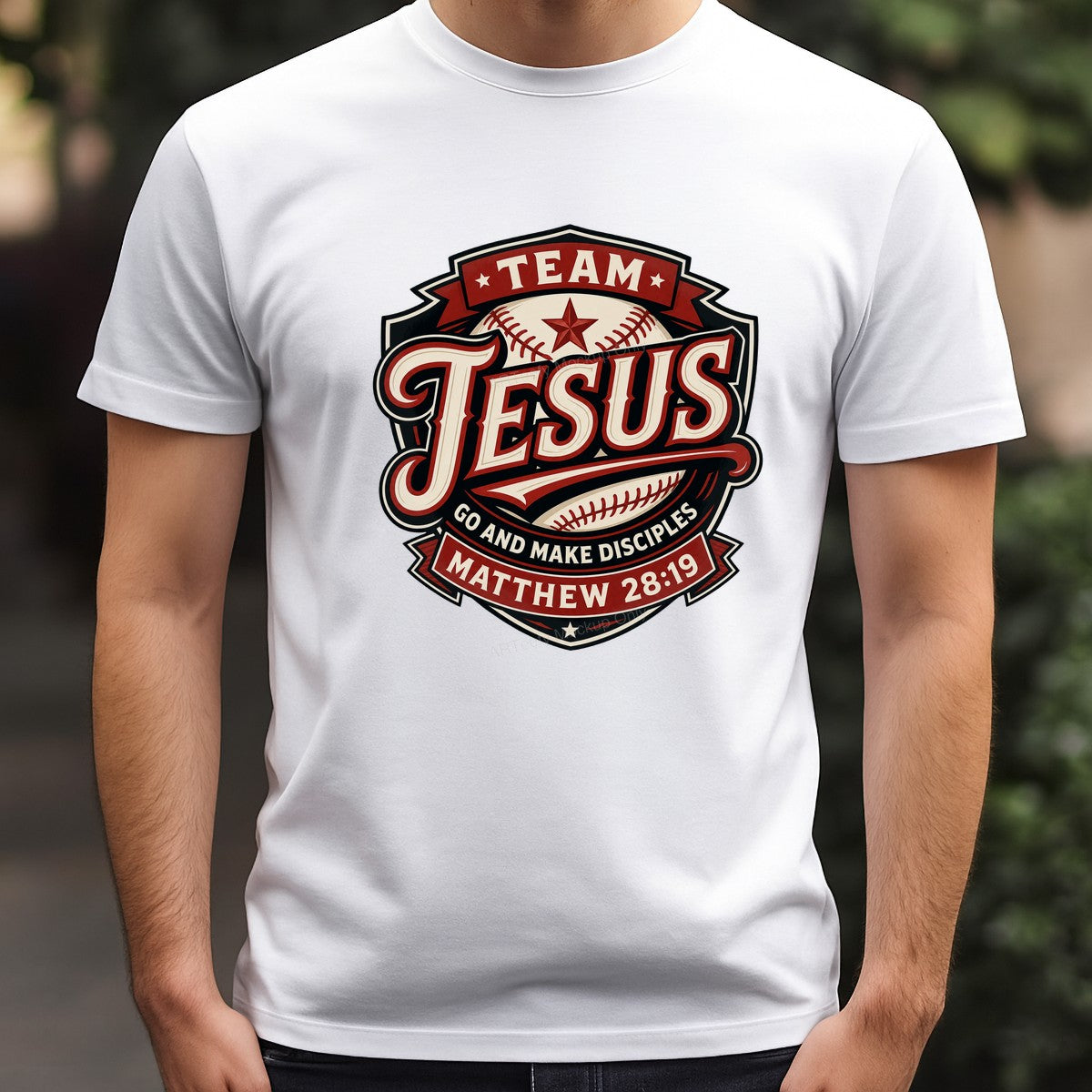 Christian Heat Transfer Team Jesus Baseball Matthew 28:19 Graphic for T Shirts Hoodies and Game Day Apparel - 3