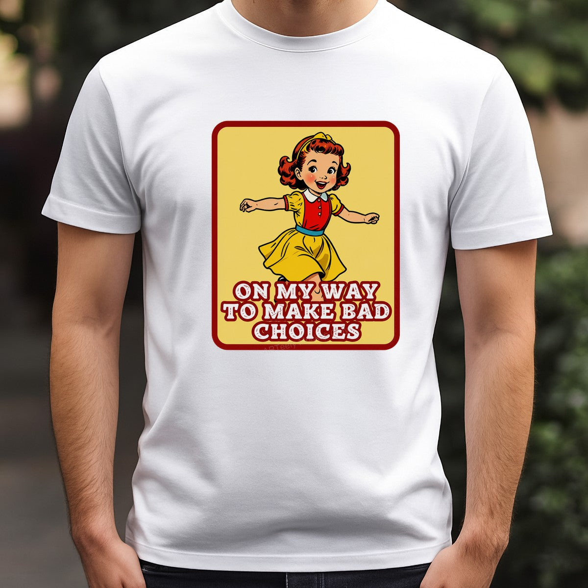 Funny Graphic Transfer On My Way To Make Bad Choices Retro Cartoon Girl Design for T Shirts Hoodies and Tote Bags - 3