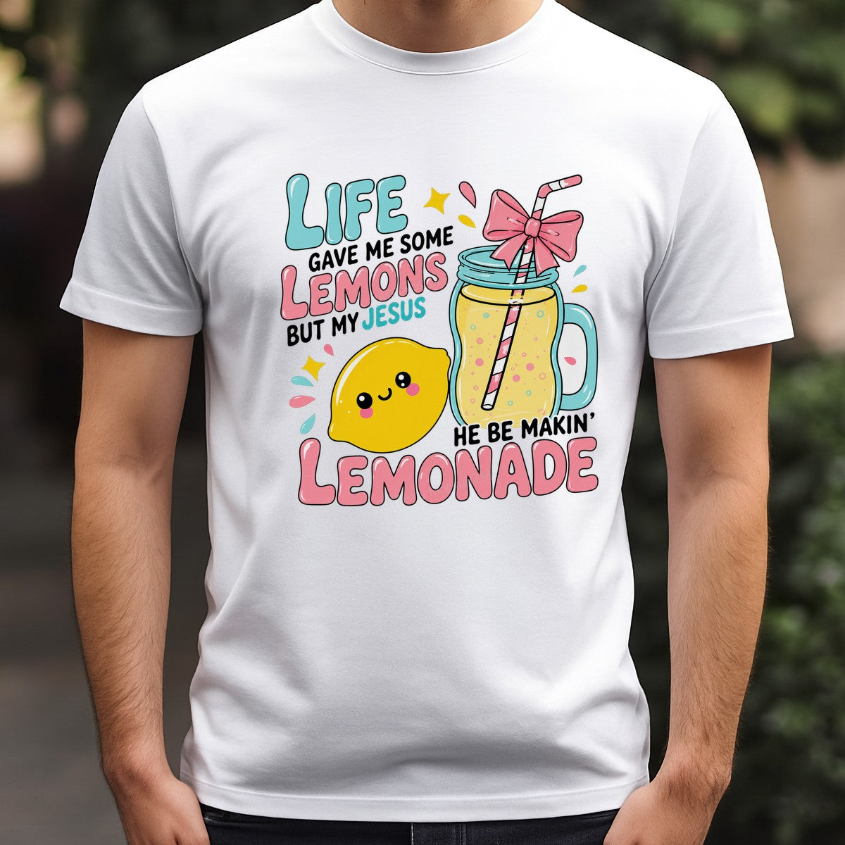 Christian Heat Transfer Life Gave Me Lemons My Jesus Makes Lemonade Cute Lemon and Mason Jar Graphic for T Shirts Hoodies and Tote Bags - 3