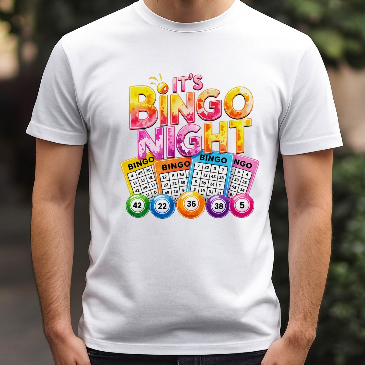 DTF Transfer It’s Bingo Night Quote Colorful Bingo Cards Graphic for T Shirts Hoodies and Game Night Apparel - 3