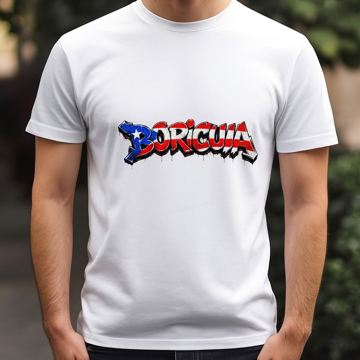 DTF Heat Transfer Boricua Puerto Rican Flag Graffiti Text Graphic for T Shirts Hoodies and Tote Bags - 3