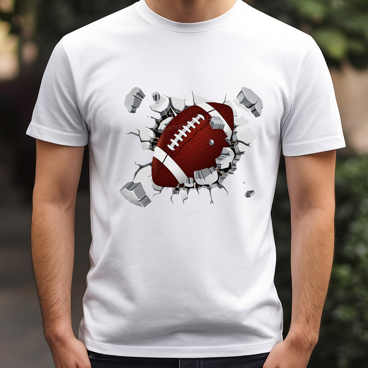 DTF Transfer American Football Breaking Wall 3D Graphic for T Shirts Hoodies and Game Day Apparel - 3