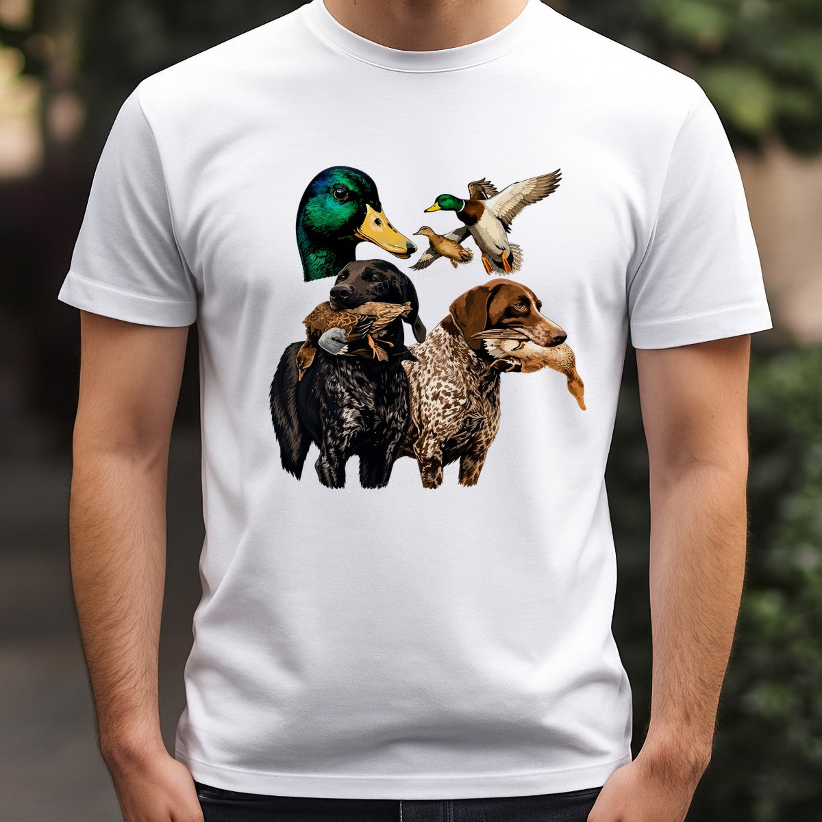 DTF Transfer Duck Hunting Dogs with Mallard Graphic Art for T Shirts Hoodies and Hunting Apparel - 3