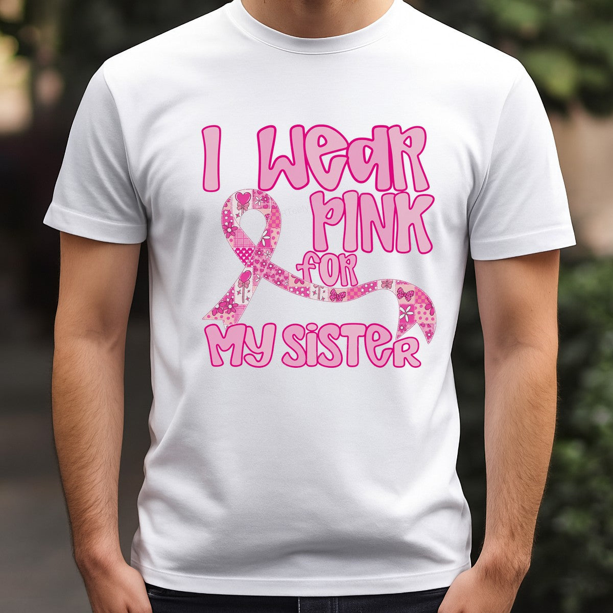 DTF Heat Transfer I Wear Pink For My Sister Ribbon Graphic for T Shirts Hoodies and Tote Bags - 3
