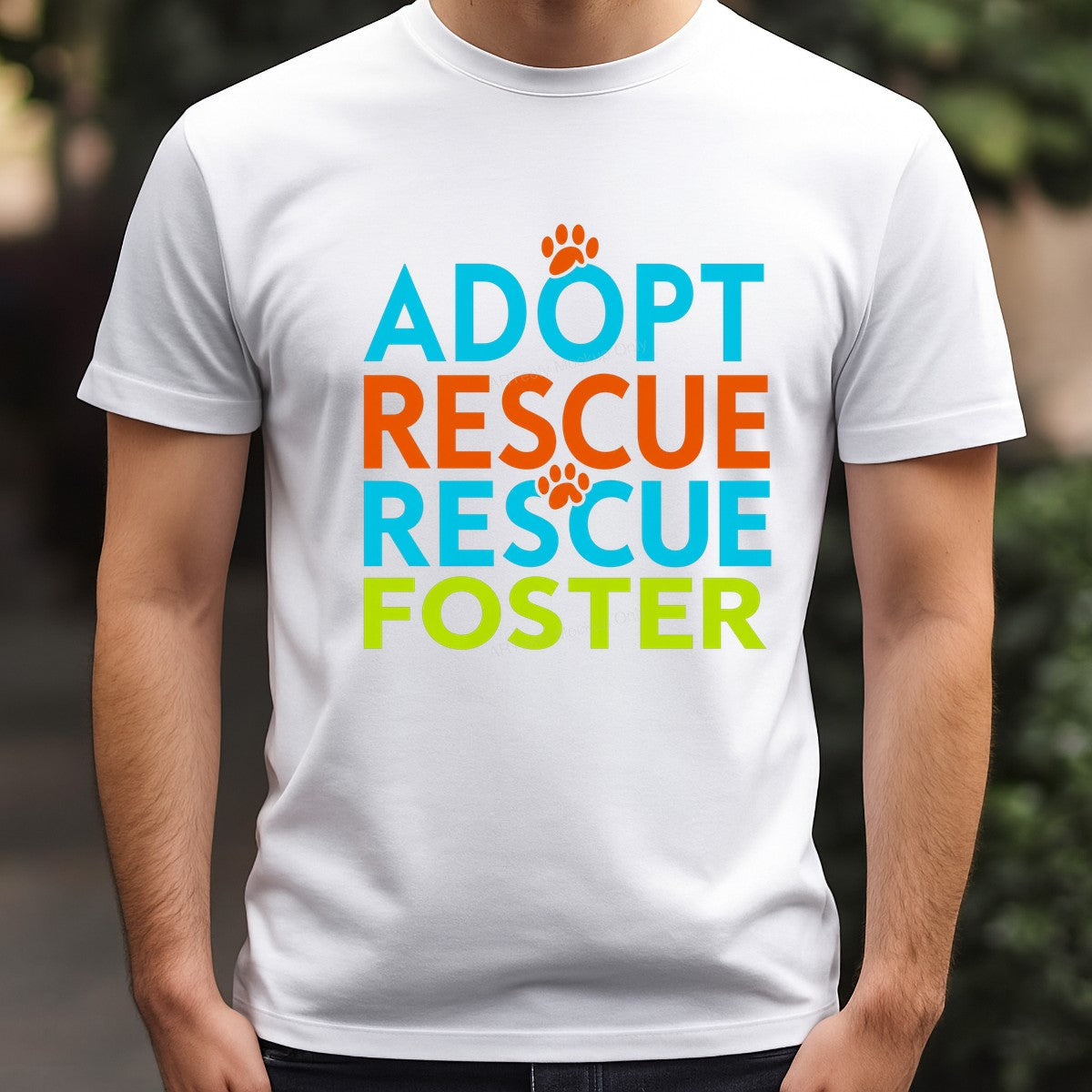 DTF Heat Transfer Adopt Rescue Foster Paw Print Quote Neon Lettering for T Shirts Hoodies and Tote Bags - 3