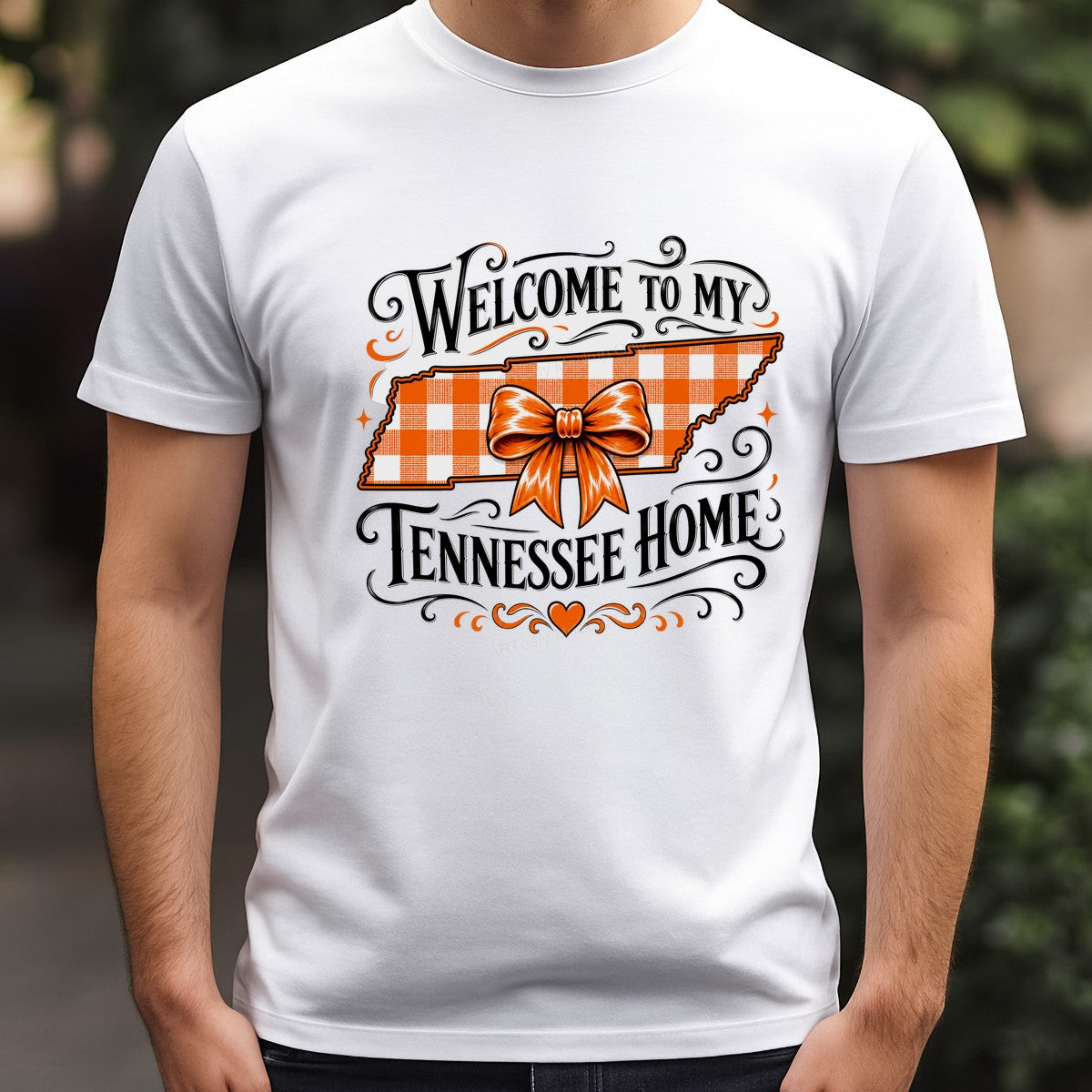DTF Heat Transfer Welcome To My Tennessee Home Plaid State with Bow Graphic for T Shirts Hoodies and Tote Bags - 3