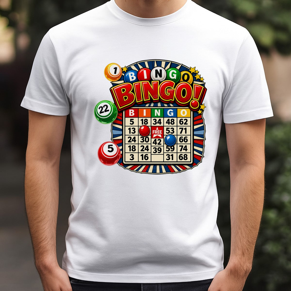 DTF Transfer Bingo Card and Colorful Bingo Balls Graphic for T Shirts Hoodies and Tote Bags - 3