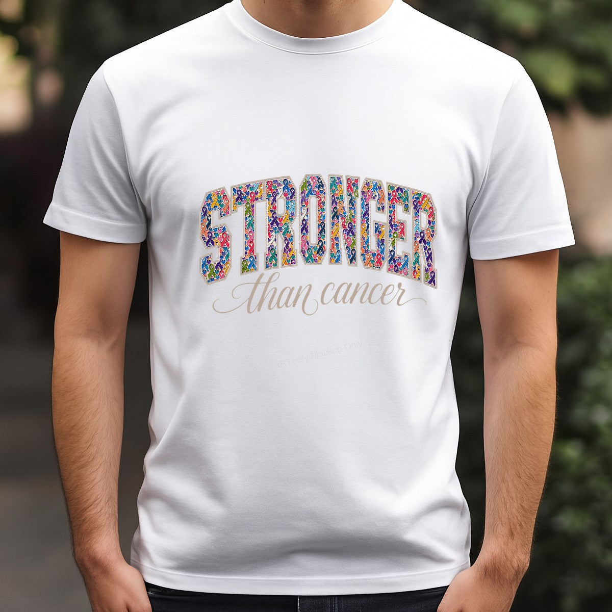 DTF Transfer Stronger Than Cancer Multicolor Awareness Ribbon Lettering Graphic for T Shirts Hoodies and Tote Bags - 3