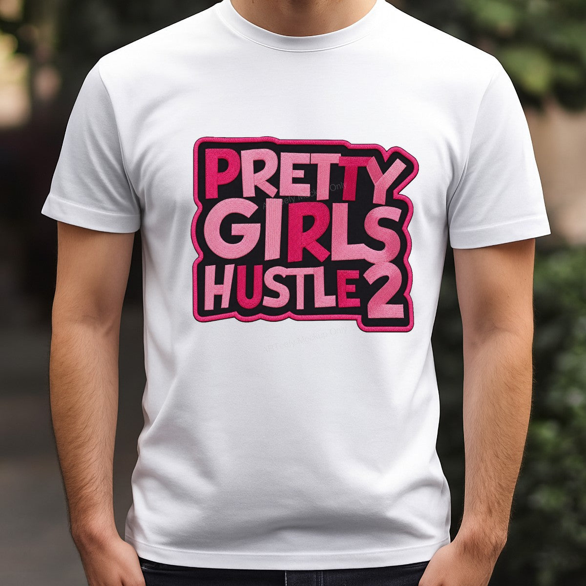 Heat Transfer Patch Pretty Girls Hustle 2 Bold Pink Letter Graphic for T Shirts Hoodies and Tote Bags - 3
