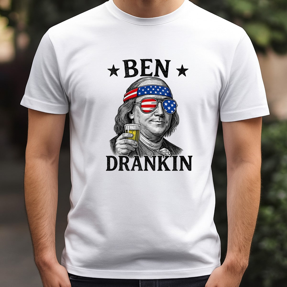 Funny Graphic Transfer “Ben Drankin” Patriotic Beer Quote Design for 4th of July T Shirts and Party Apparel - 3