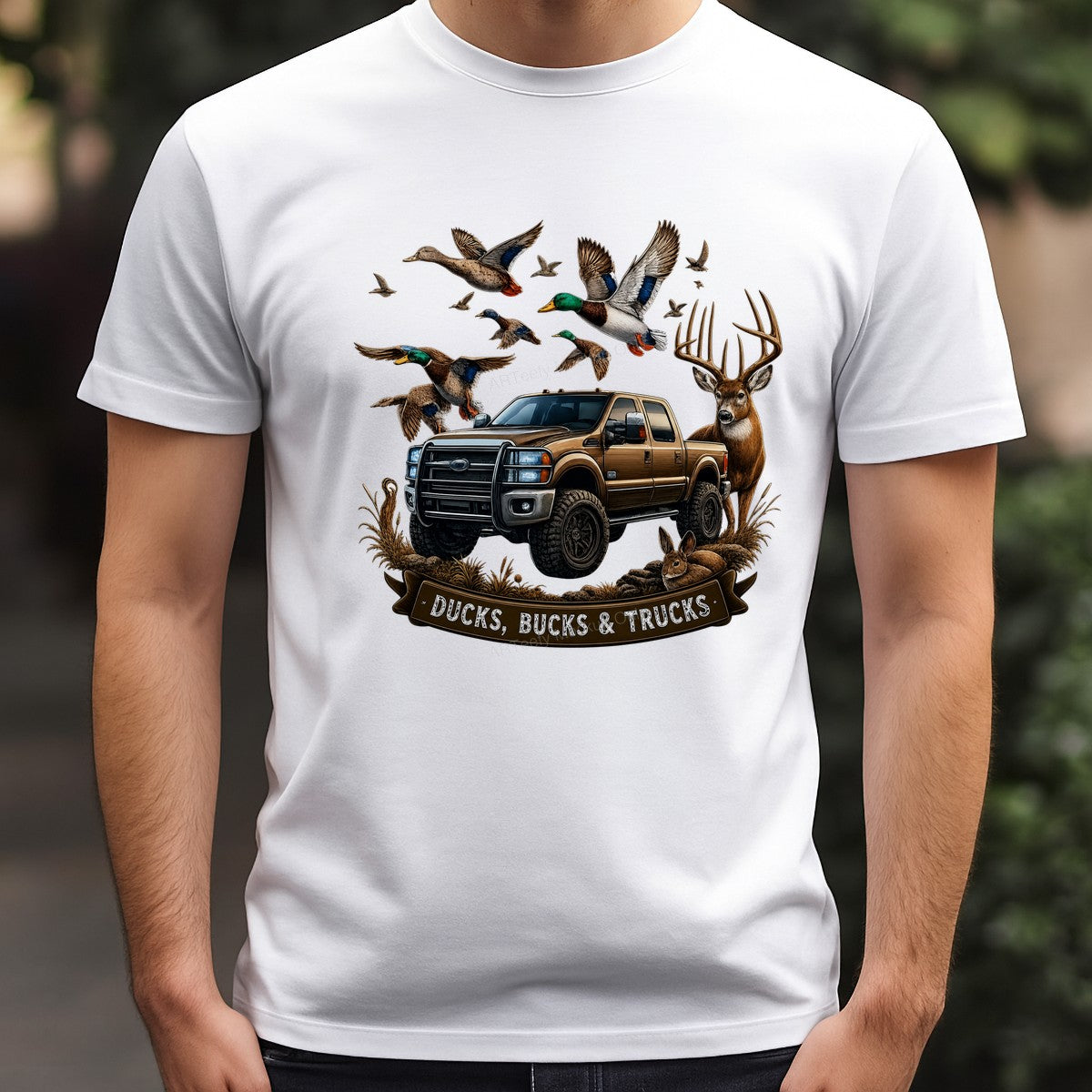 DTF Transfer Ducks Bucks and Trucks Quote with Pickup Deer and Duck Hunting Graphic for T Shirts Hoodies and Gifts - 3