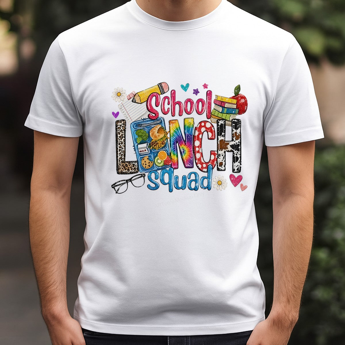 DTF Transfer School Lunch Squad Retro Rainbow Lettering Graphic for Teacher Shirts and Back to School Apparel - 3