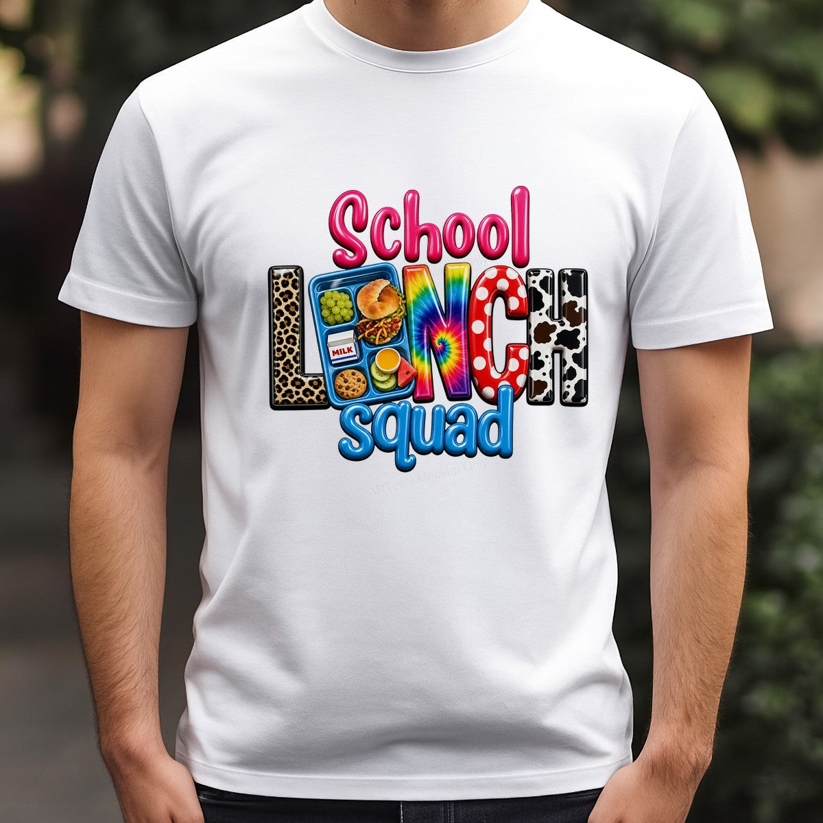 DTF Transfer School Lunch Squad Leopard Tie Dye Cow Print Graphic for T Shirts Hoodies and Tote Bags - 3