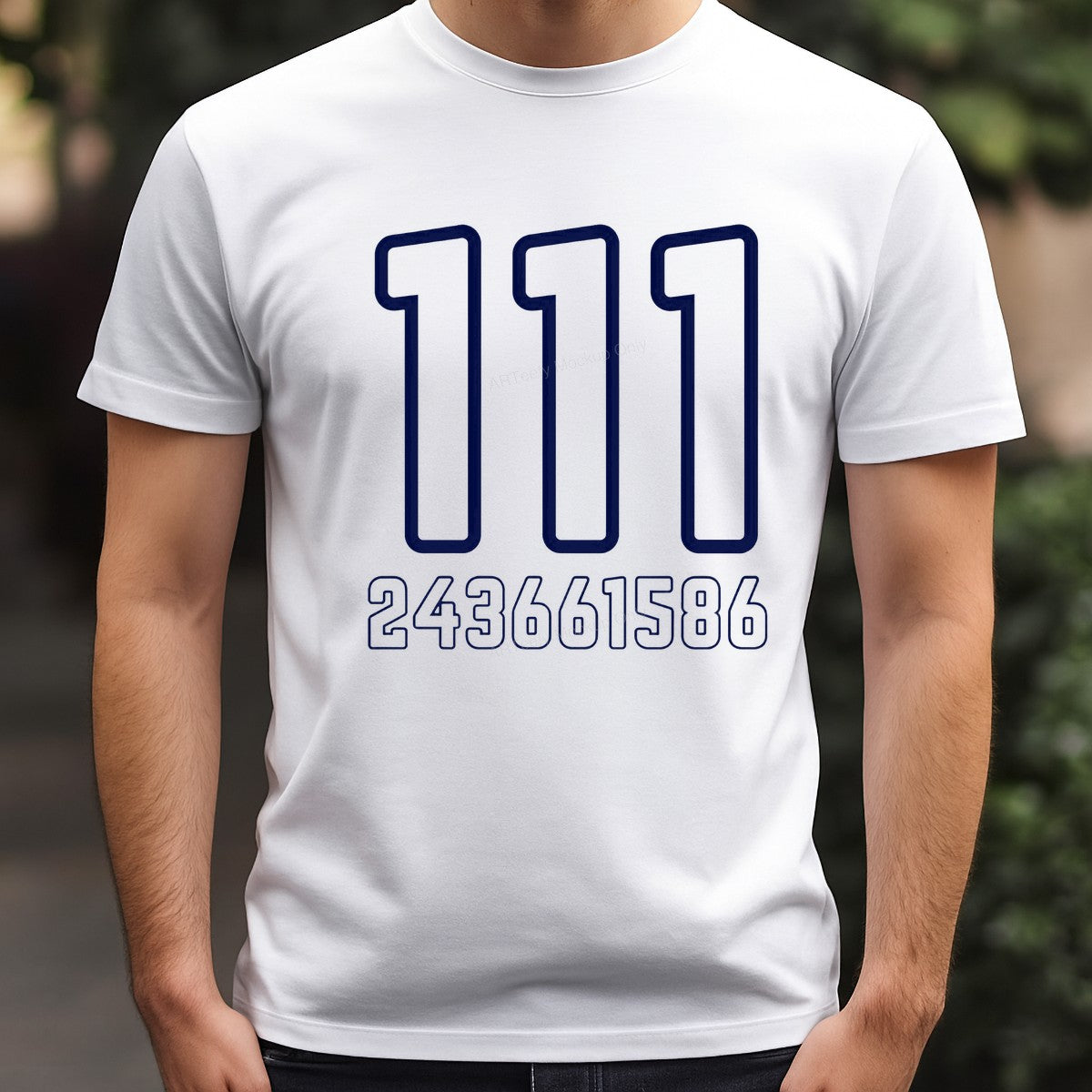 Iron On Transfer Navy Outline Number 111 and Numbers Graphic for Sports Jerseys and Team Apparel - 3