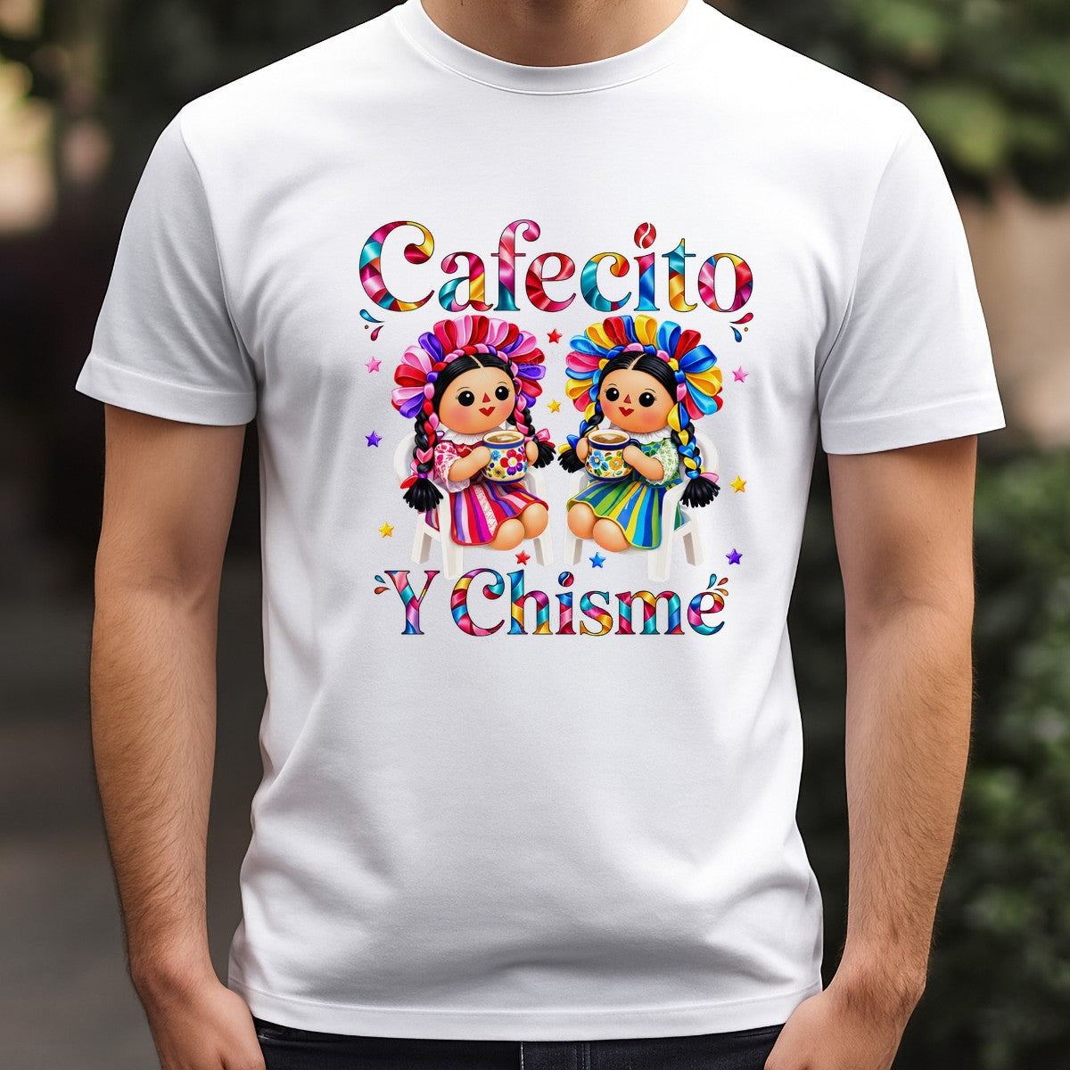 DTF Heat Transfer Cafecito Y Chisme Mexican Doll Graphic for T Shirts Hoodies and Tote Bags - 3