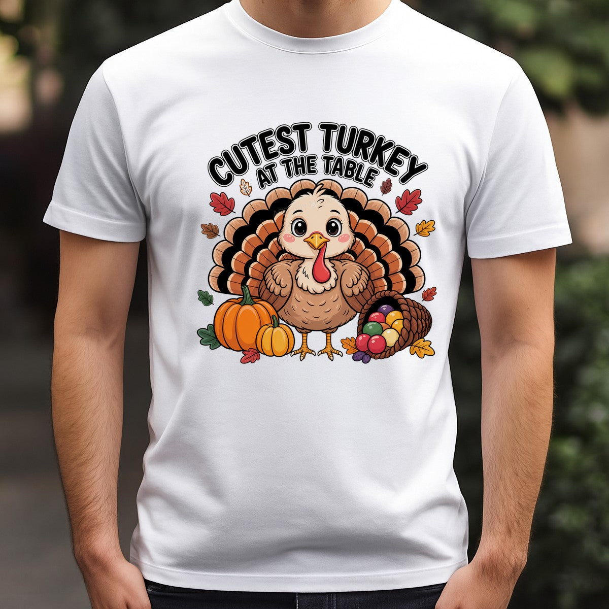 DTF Heat Transfer Cutest Turkey at the Table Cartoon Thanksgiving Graphic for T Shirts Hoodies and Family Holiday Shirts - 3