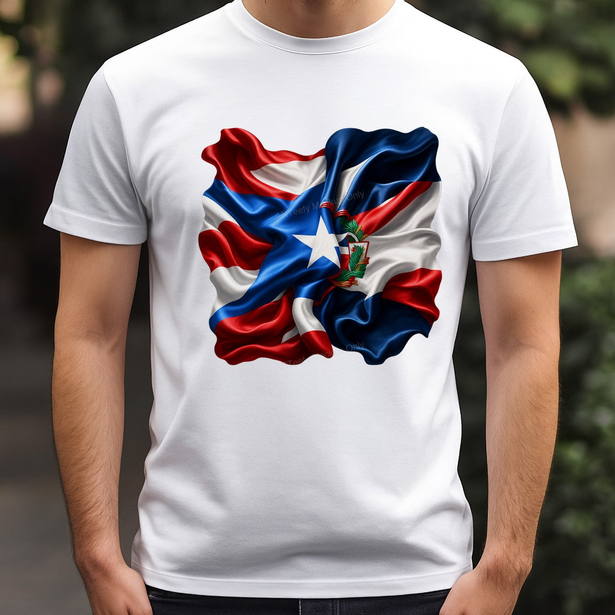 DTF Heat Transfer Puerto Rico Flag with Crest Realistic Waving Fabric Graphic for T Shirts Hoodies and Tote Bags - 3