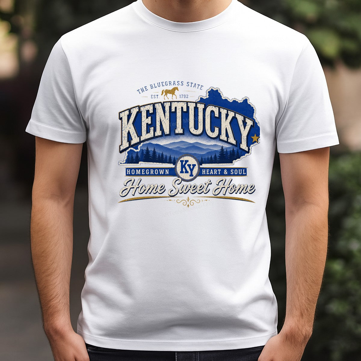 DTF Heat Transfer Kentucky Home Sweet Home Bluegrass State Map Graphic for T Shirts Hoodies and Tote Bags - 3