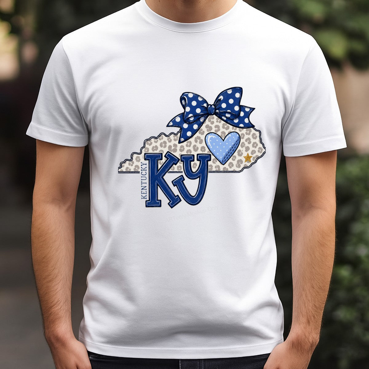 DTF Heat Transfer Kentucky KY State Outline with Polka Dot Bow and Heart Graphic for T Shirts Hoodies and Tote Bags - 3