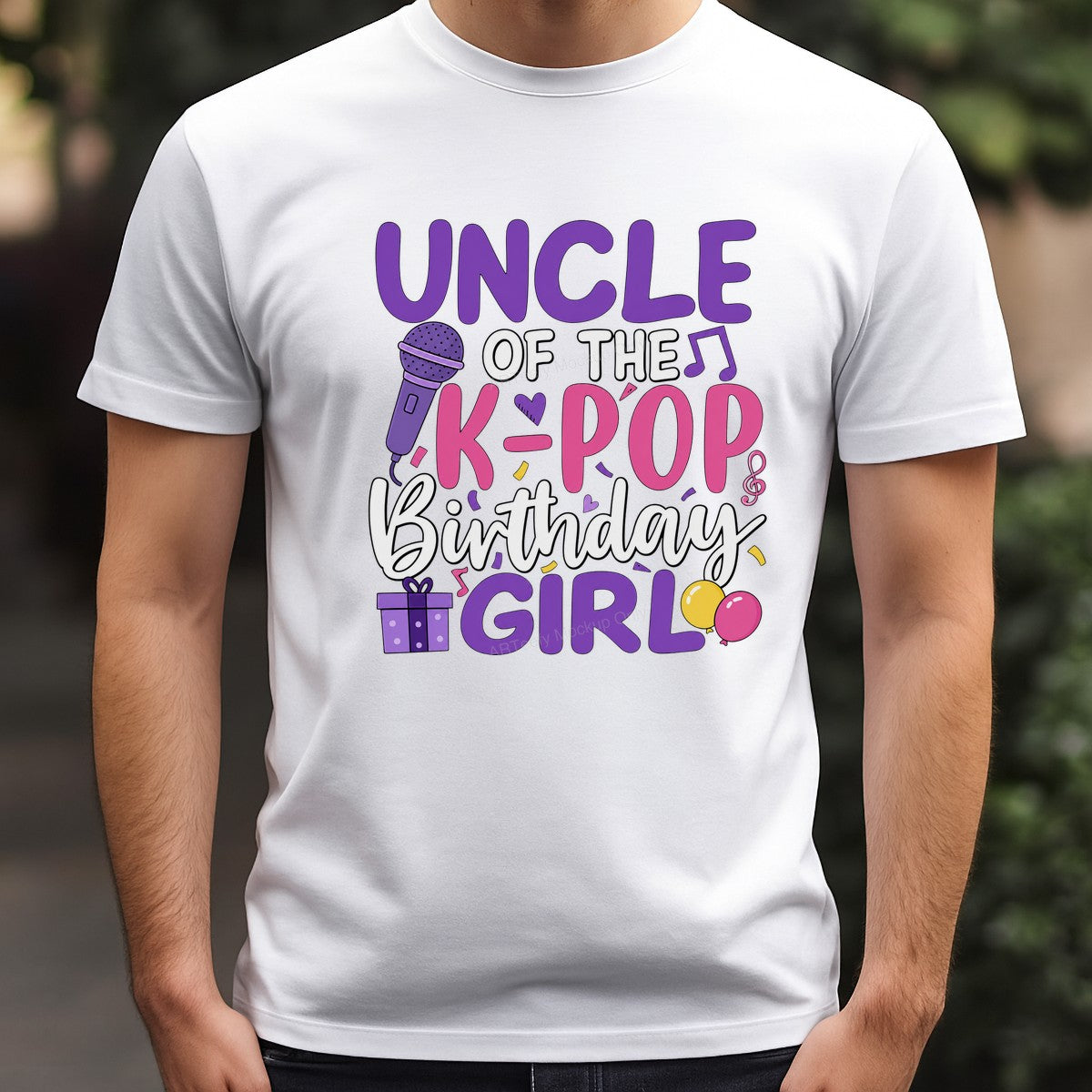 DTF Heat Transfer Uncle of the K Pop Birthday Girl Microphone and Balloons Graphic for T Shirts and Party Gifts - 3