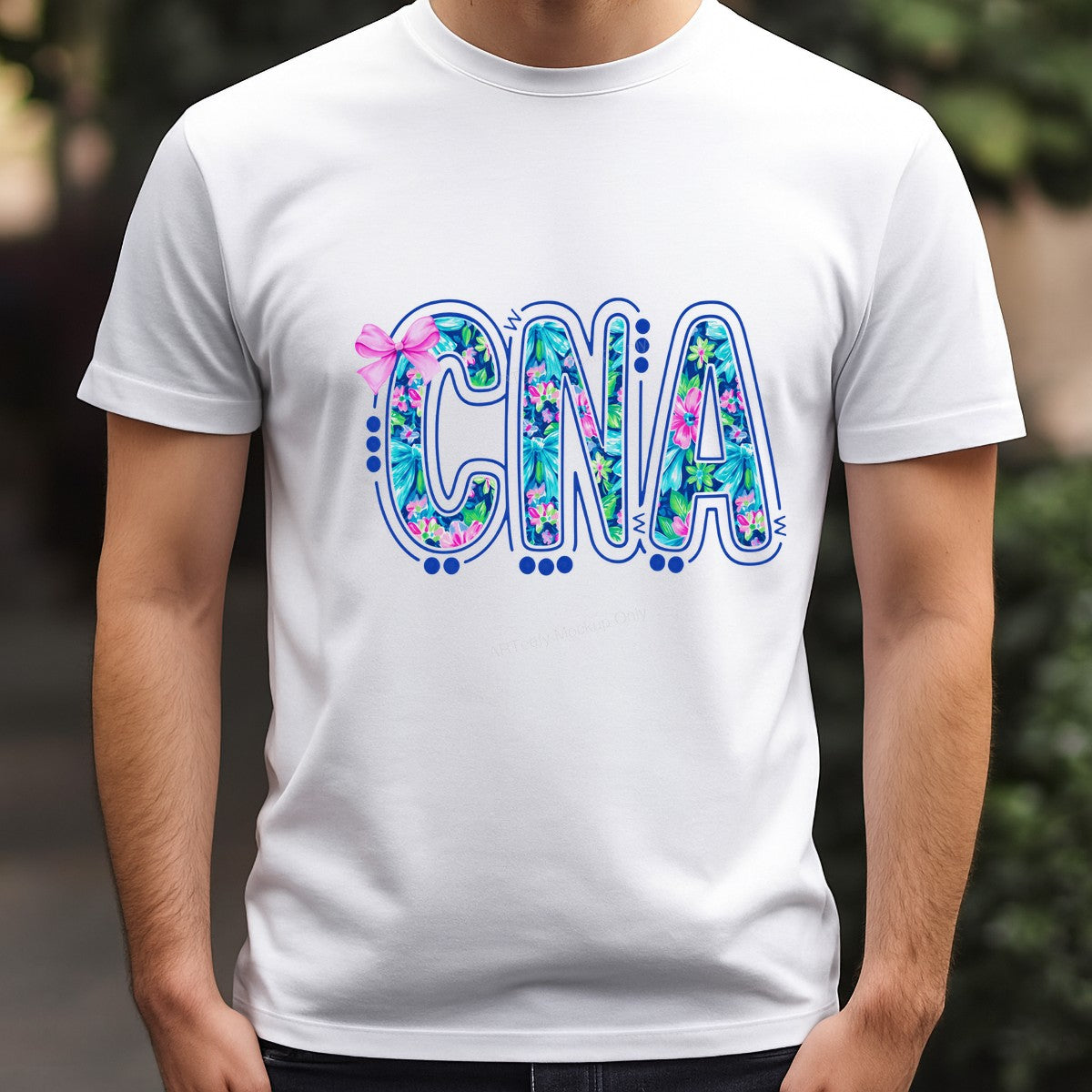 DTF Transfer CNA Floral Letters with Pink Bow Graphic for T Shirts Hoodies and Tote Bags - 3