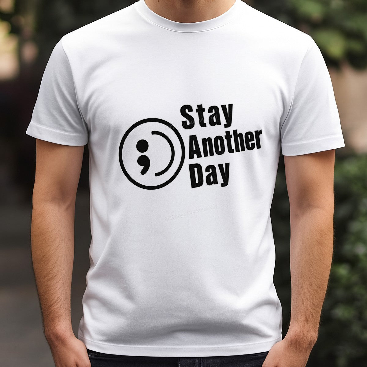 DTF Heat Transfer Stay Another Day Semicolon Quote Minimalist Graphic for T Shirts Hoodies and Tote Bags - 3