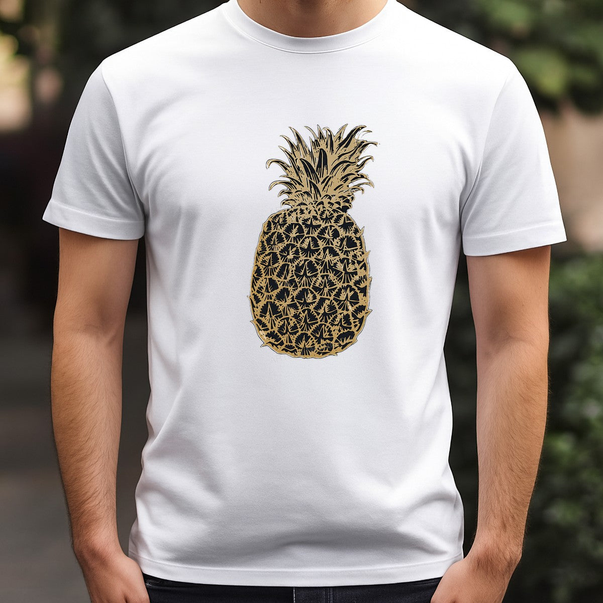 DTF Heat Transfer Tropical Pineapple Line Art Graphic for T Shirts Hoodies and Tote Bags - 3
