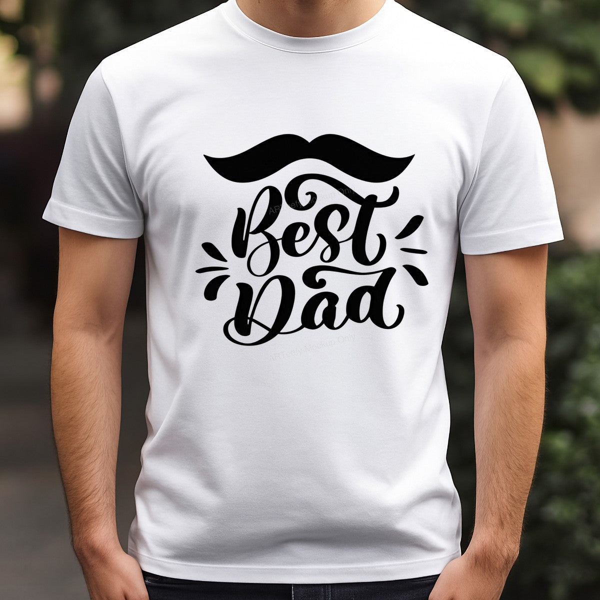 DTF Heat Transfer Best Dad Mustache Script Quote Graphic for T Shirts Hoodies and Gifts - 3