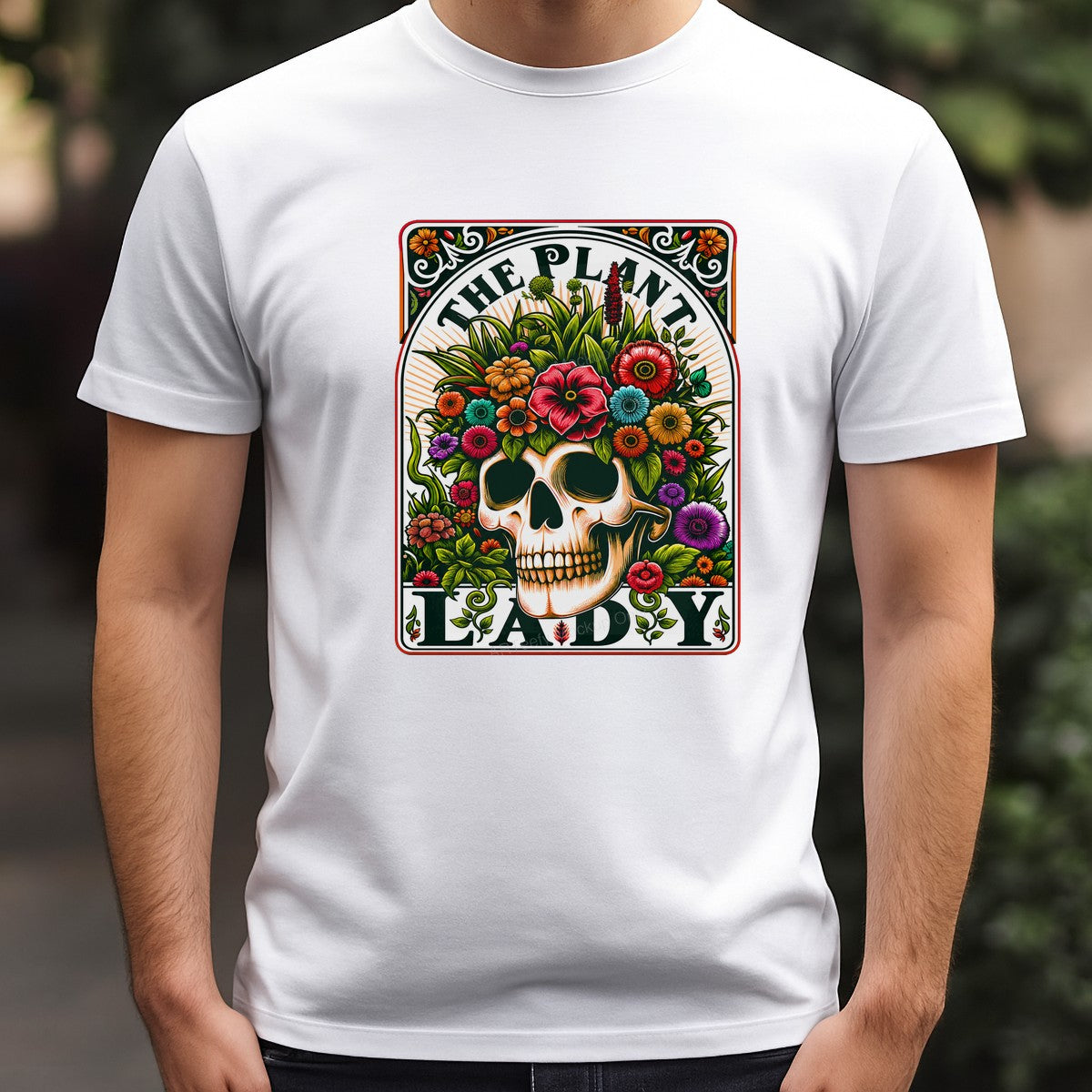 DTF Transfer The Plant Lady Skull with Colorful Floral Hair Graphic for T Shirts Hoodies and Tote Bags - 3