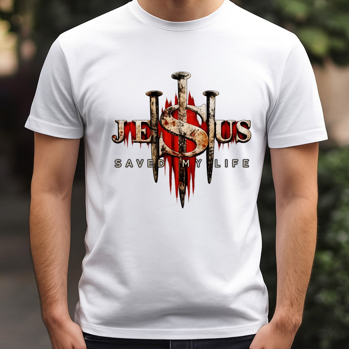 Christian Heat Transfer Jesus Saved My Life Nail Cross Graphic for T Shirts Hoodies and Tote Bags - 3