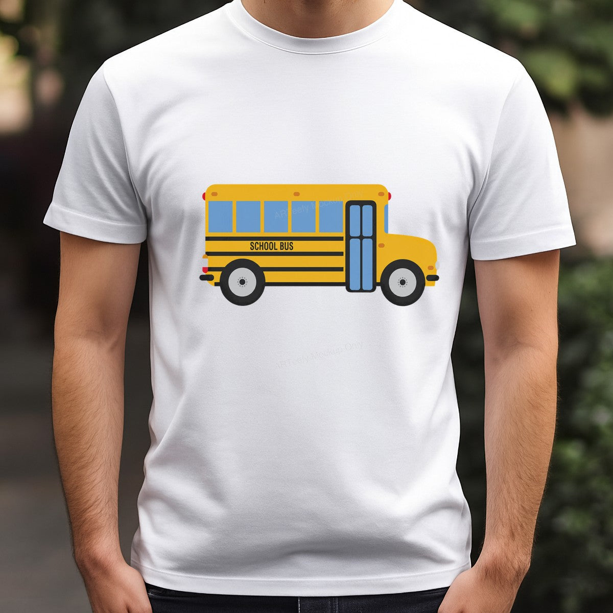 DTF Transfer Yellow School Bus Cartoon Graphic for T Shirts Hoodies and Teacher Gifts - 3