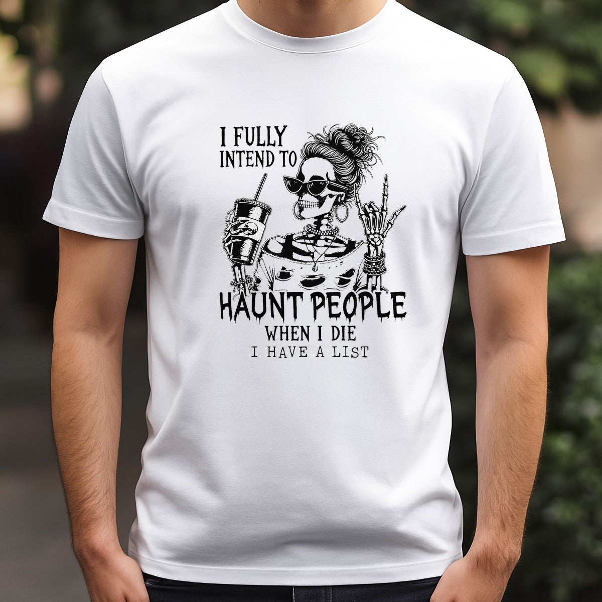 DTF Transfer I Fully Intend To Haunt People Skeleton Woman Graphic for Halloween Shirts and Casual Wear - 3