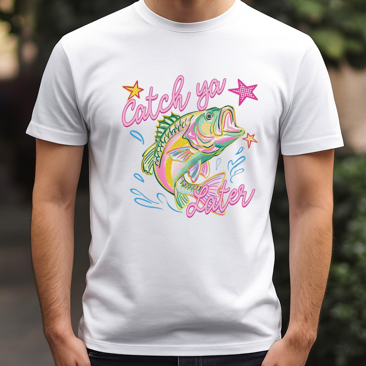DTF Heat Transfer Catch Ya Later Colorful Bass Fish Graphic for T Shirts Hoodies and Fishing Apparel - 3