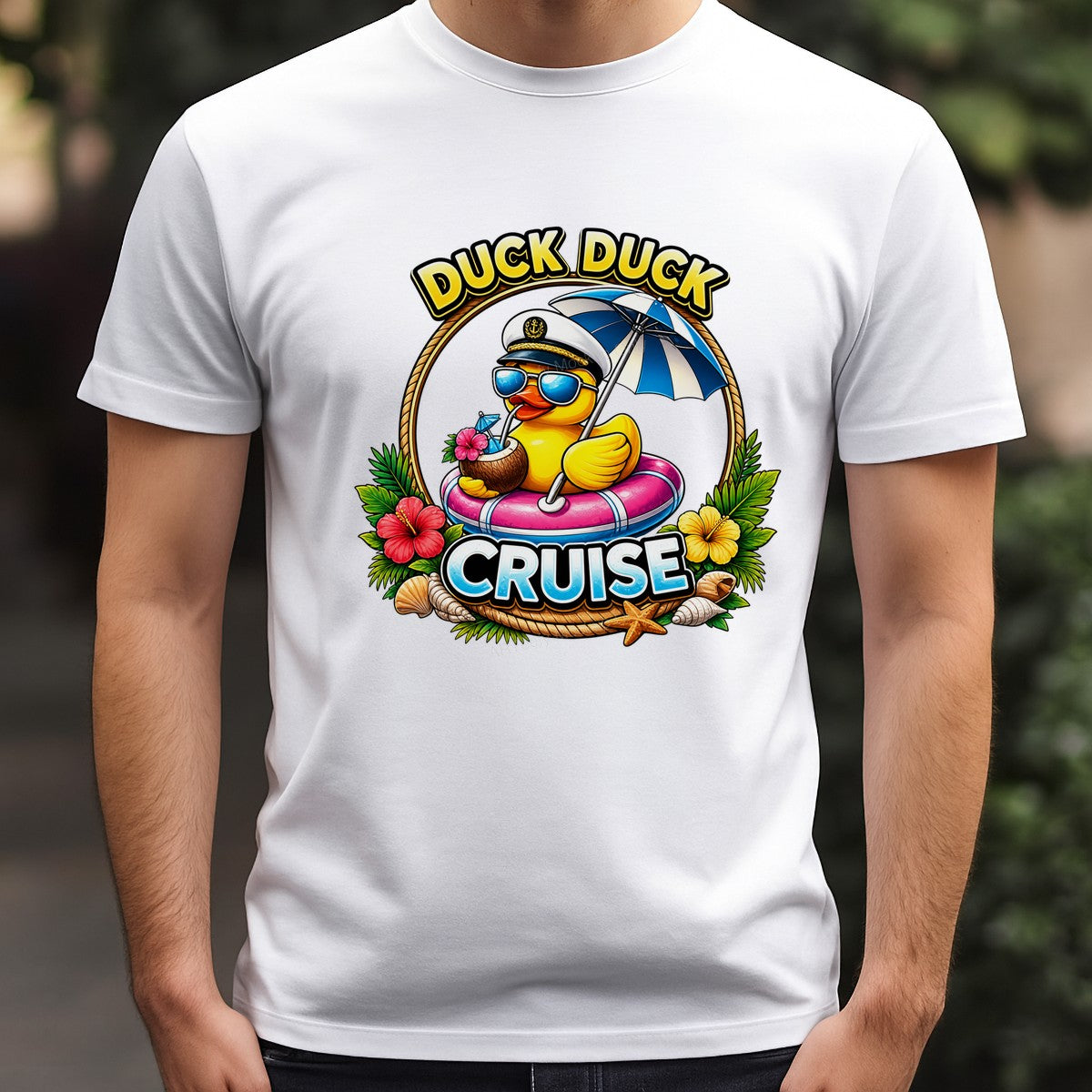 DTF Transfer Duck Duck Cruise Captain Duck Tropical Graphic for Cruise Shirts and Vacation Apparel - 3