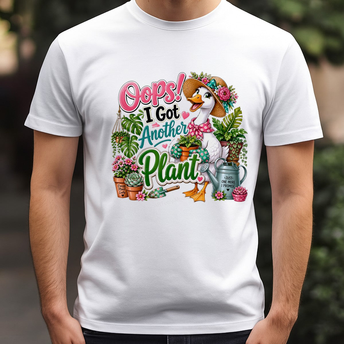 Funny Graphic Transfer Oops I Got Another Plant Duck with Gardening Plants Design for T Shirts Hoodies and Tote Bags - 3
