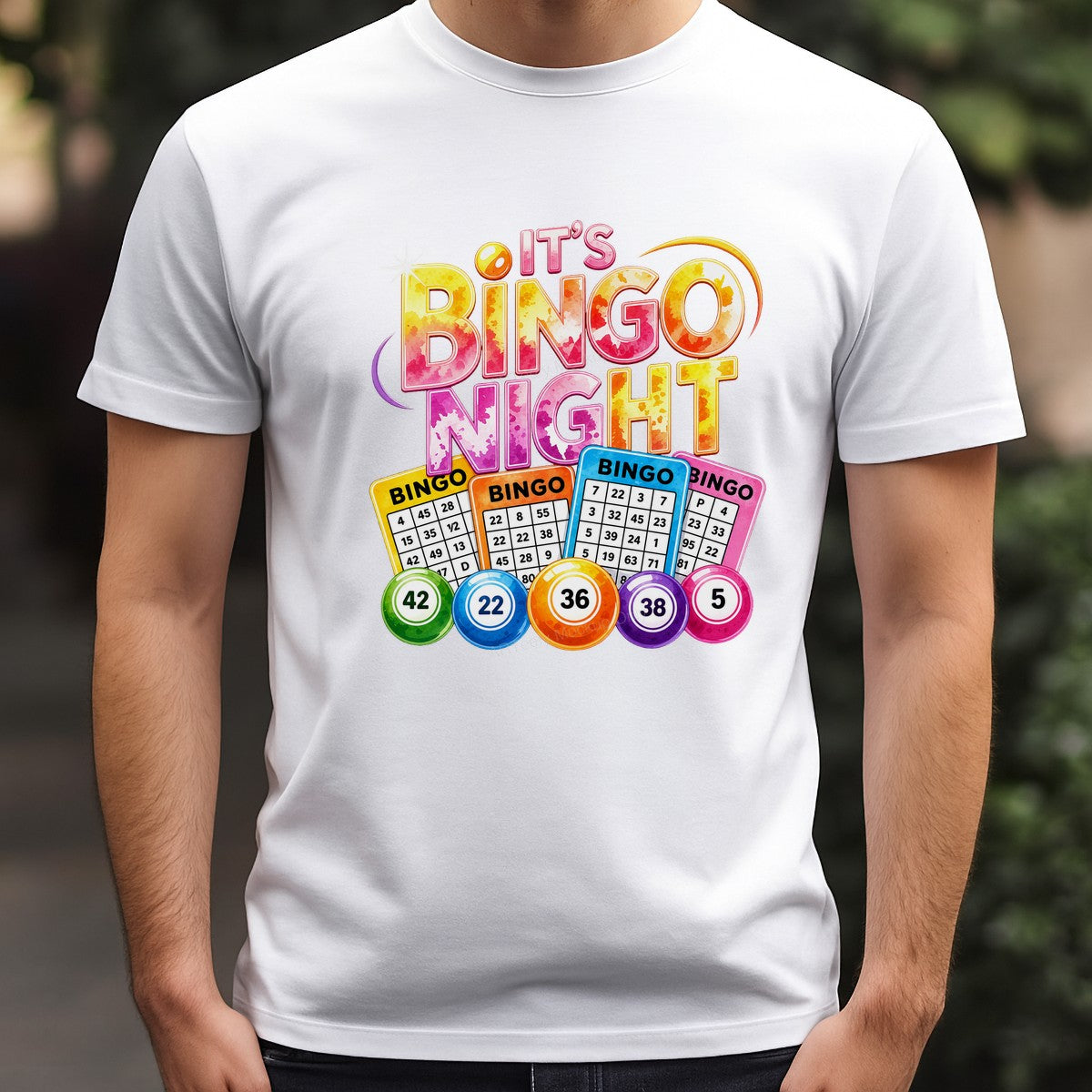 DTF Transfer It’s Bingo Night Quote with Colorful Cards and Balls Graphic for T Shirts Hoodies and Party Apparel - 3