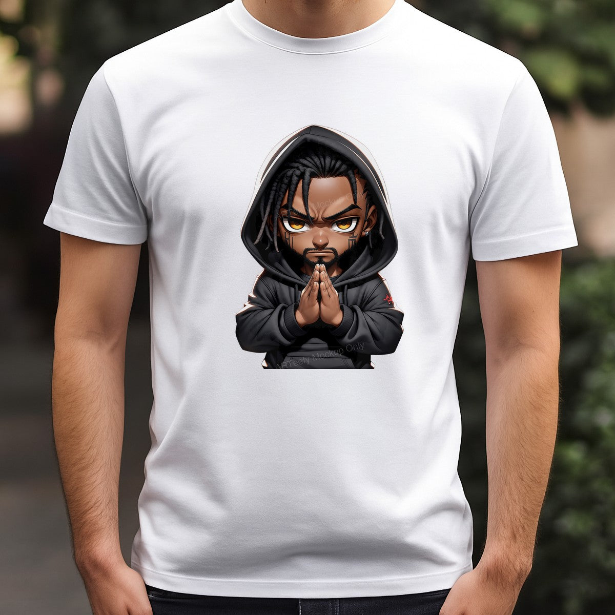 DTF Heat Transfer Praying Boy in Hoodie Graphic Art for T Shirts Hoodies and Casual Wear - 3