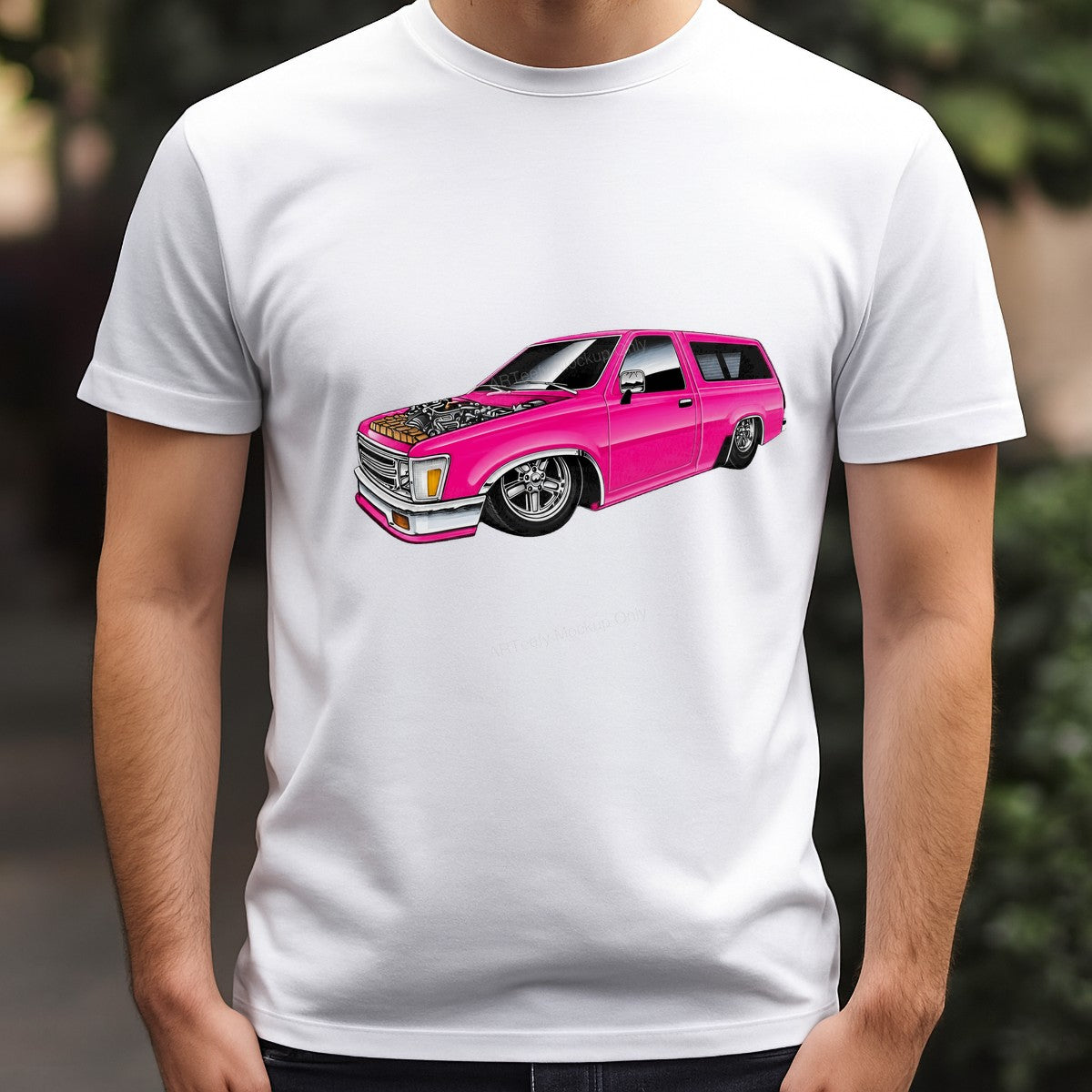 DTF Transfer Hot Pink Lowrider Truck Engine Graphic for T Shirts Hoodies and Car Enthusiast Gifts - 3
