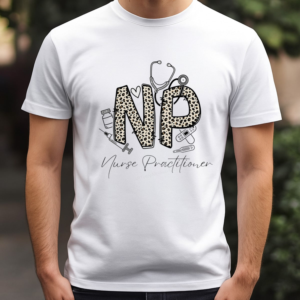 DTF Transfer NP Nurse Practitioner Leopard Print Medical Graphic for T Shirts Hoodies and Work Apparel - 3