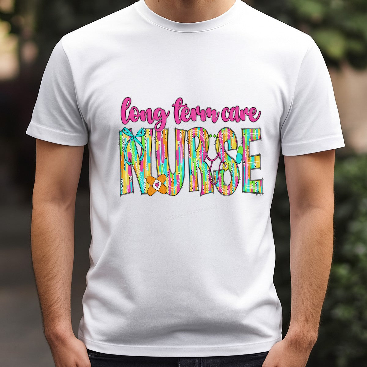 DTF Transfer Long Term Care Nurse Colorful Medical Graphic for T Shirts Hoodies and Work Apparel - 3