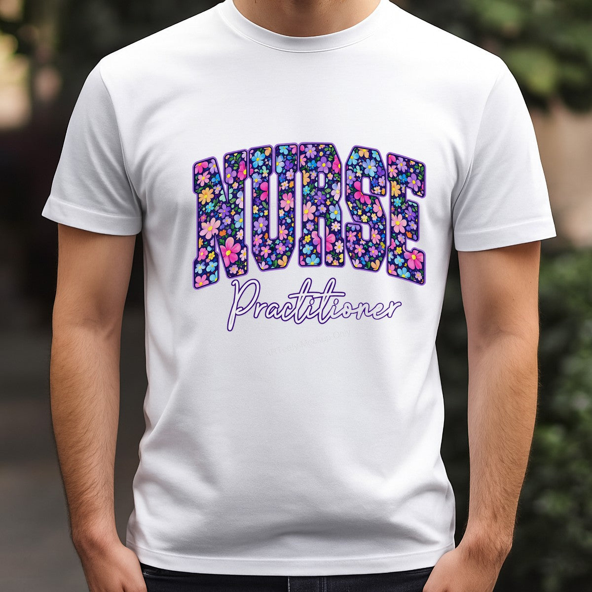 DTF Transfer Nurse Practitioner Floral Block Letter Graphic for T Shirts Hoodies and Gifts - 3