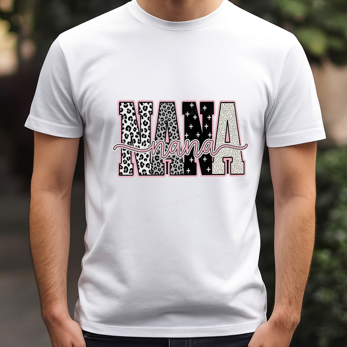 DTF Transfer Nana Leopard and Pattern Letter Graphic for T Shirts Hoodies and Gifts - 3