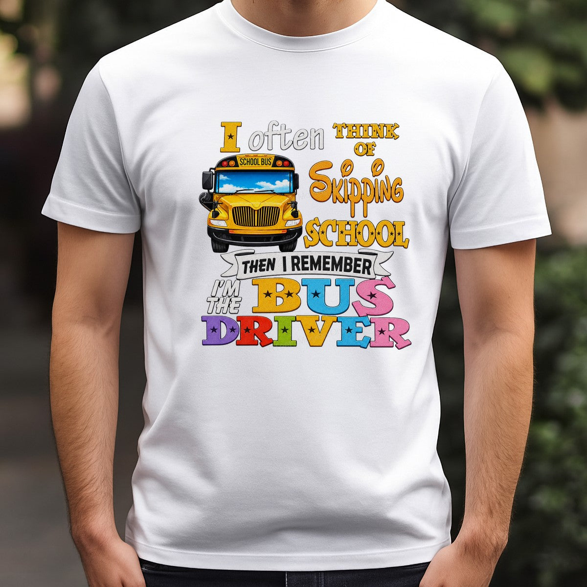 Funny Graphic Transfer Bus Driver Skipping School Quote with Yellow School Bus for T Shirts Hoodies and Gifts - 3