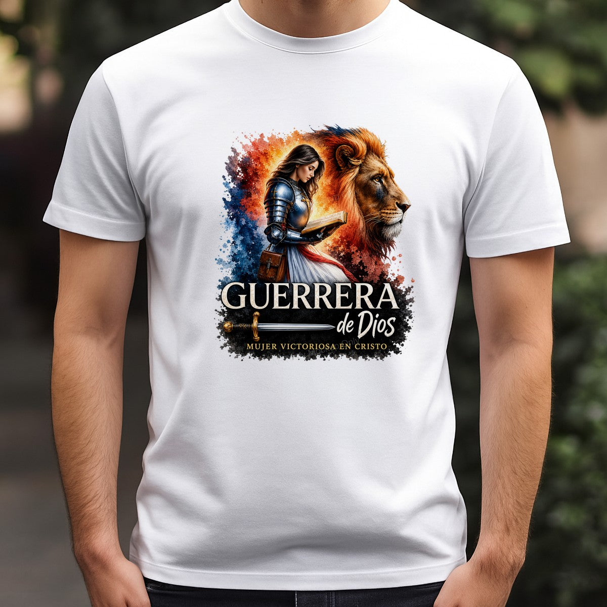 Christian Heat Transfer Guerrera de Dios Mujer Victoriosa en Cristo Warrior and Lion Art for T Shirts Hoodies and Christian Apparel - 3