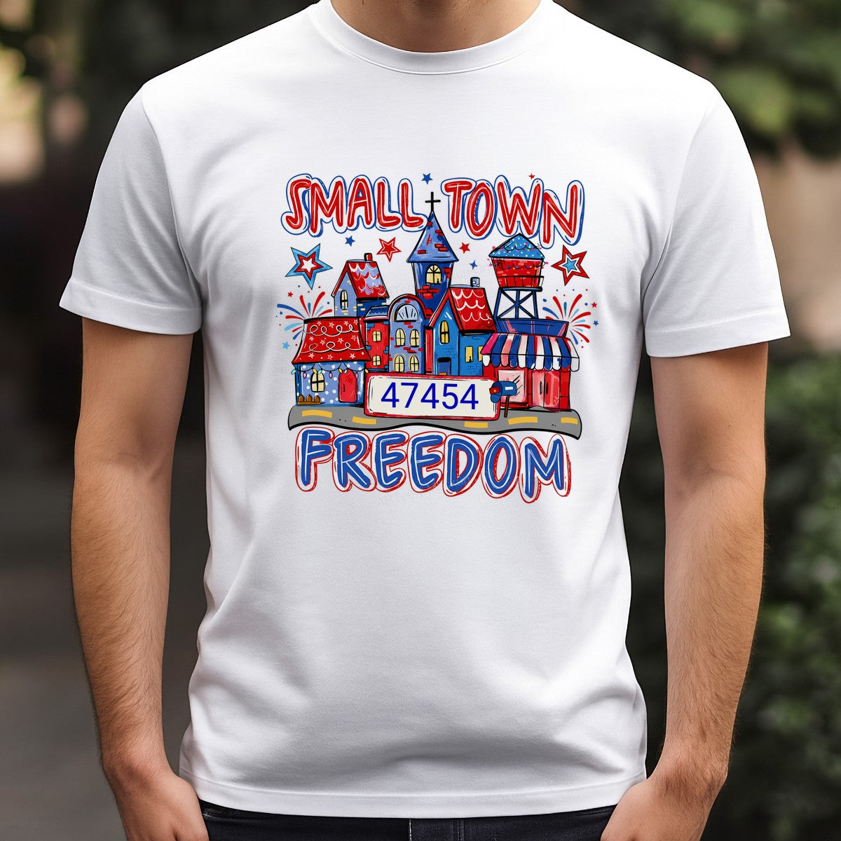 DTF Transfer Small Town Freedom Patriotic Town Graphic for 4th of July T Shirts and Hoodies - 3