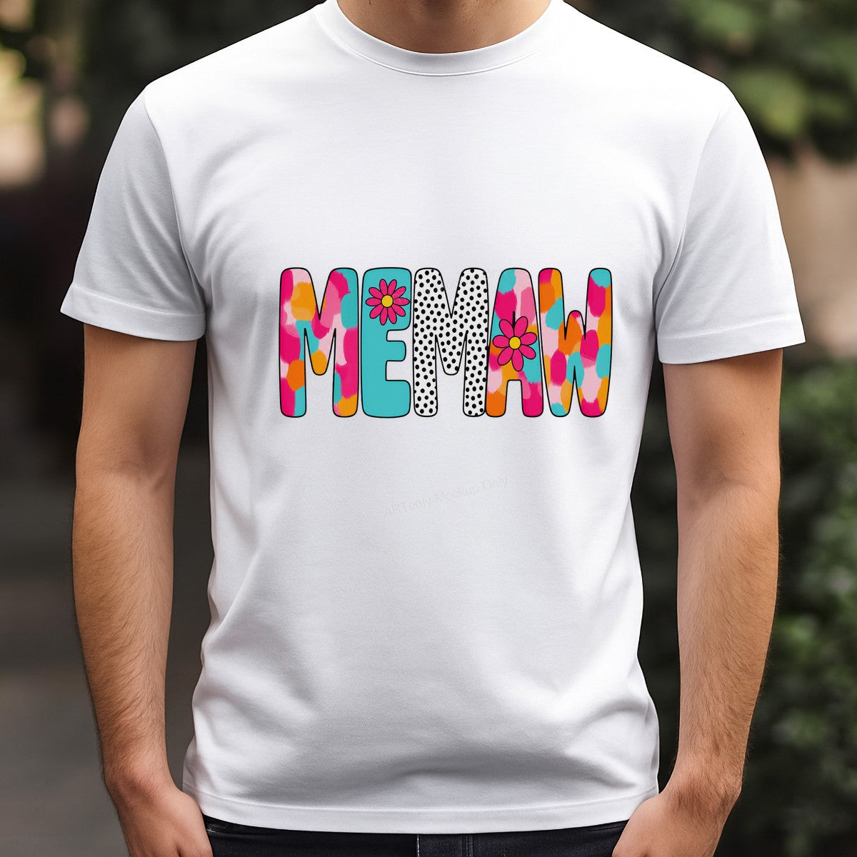 DTF Transfer MEMAW Grandma Colorful Leopard and Polka Dot Floral Graphic for T Shirts Hoodies and Gifts - 3