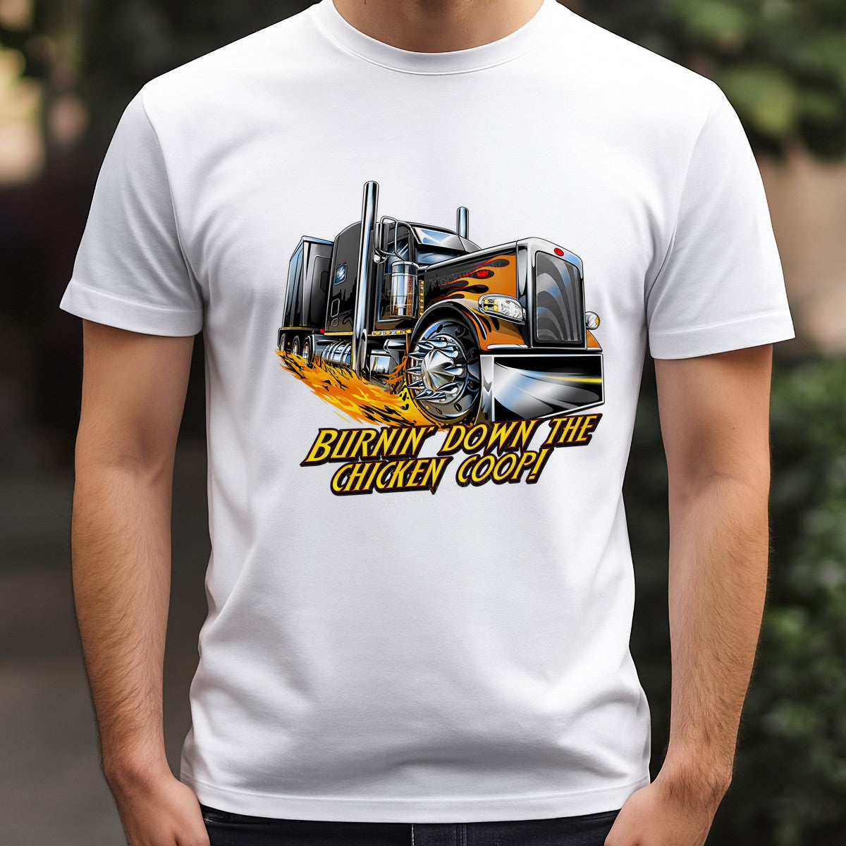 DTF Transfer Burnin Down The Chicken Coop Semi Truck Flame Graphic for T Shirts Hoodies and Truck Driver Gifts - 3