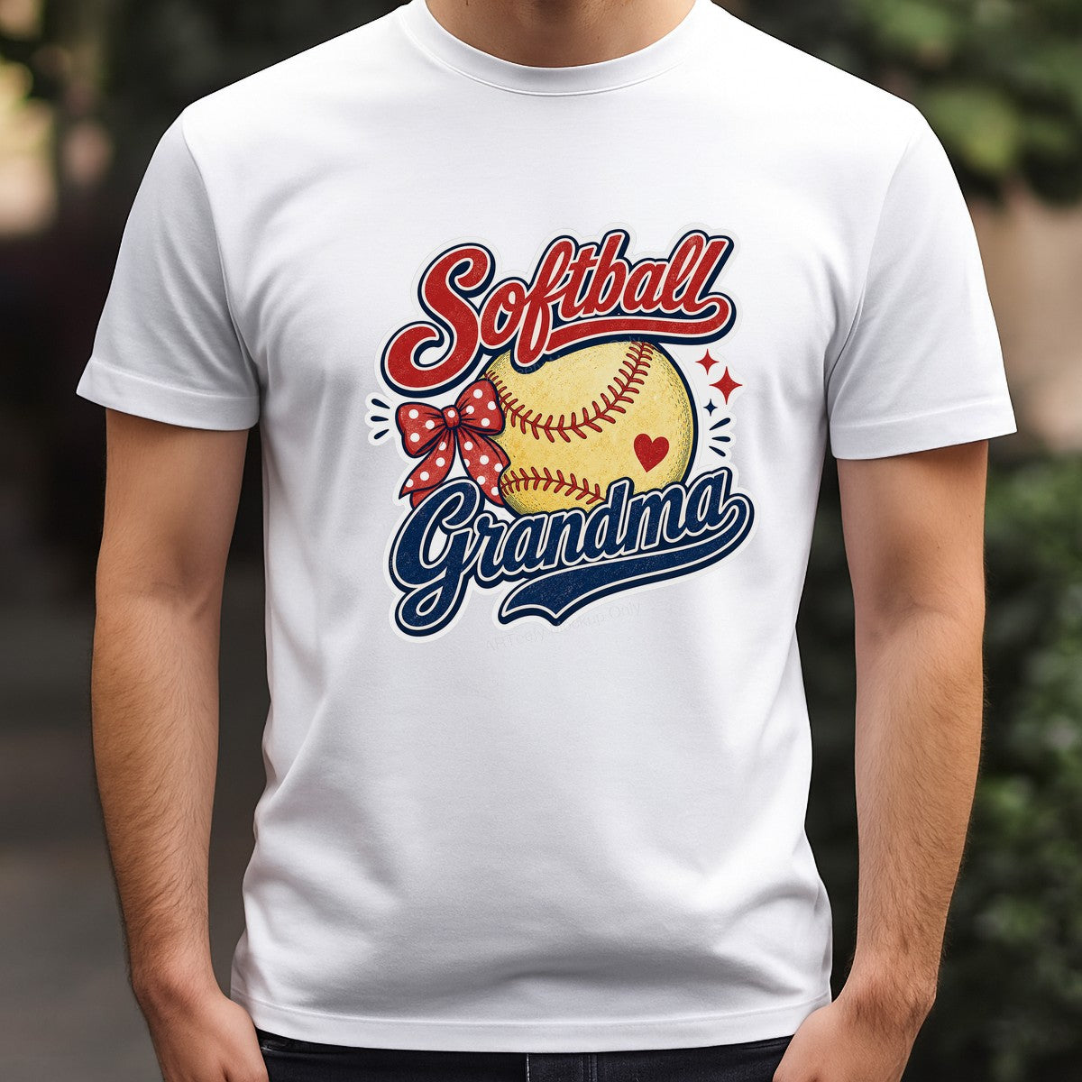 DTF Transfer Softball Grandma Heart Ball and Bow Graphic for T Shirts Hoodies and Game Day Apparel - 3